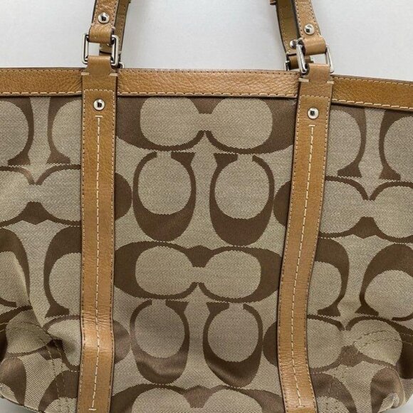 Coach Brown Patterned Tote Bag with Dual Handles - Picture 7 of 11